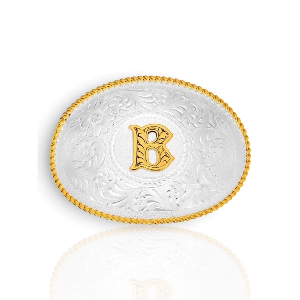 Montana Silversmiths Initial 'B' Belt Buckle – Western Two-Tone Retail $140 NEW